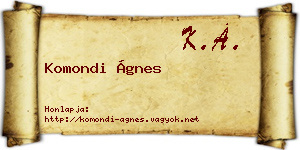 Komondi Ágnes névjegykártya